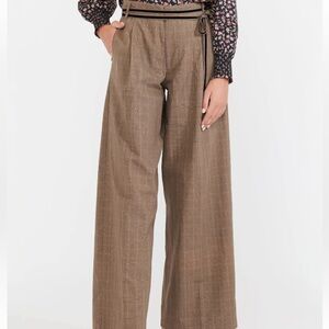 NWOT Willow Pant by EDDY Tan Pinstripe Wide Leg Pants. Size S